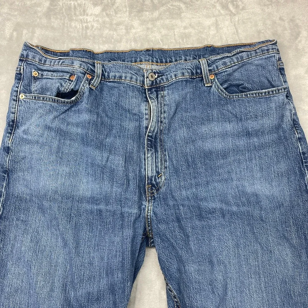 Levi's 505 Jeans Men 46x28 Blue Denim Medium Wash High Rise Red Tab Straight Leg